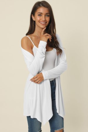 Women's 2023 Spring Fall Draped Open Front Casual Long Sleeve Lightweight Cardigan