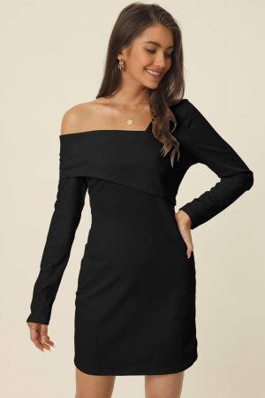 Elegant Long Sleeve Sexy Off Shoulder Bodycon Mini Dress